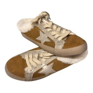 ShuShop Tan and Cream Star Mules